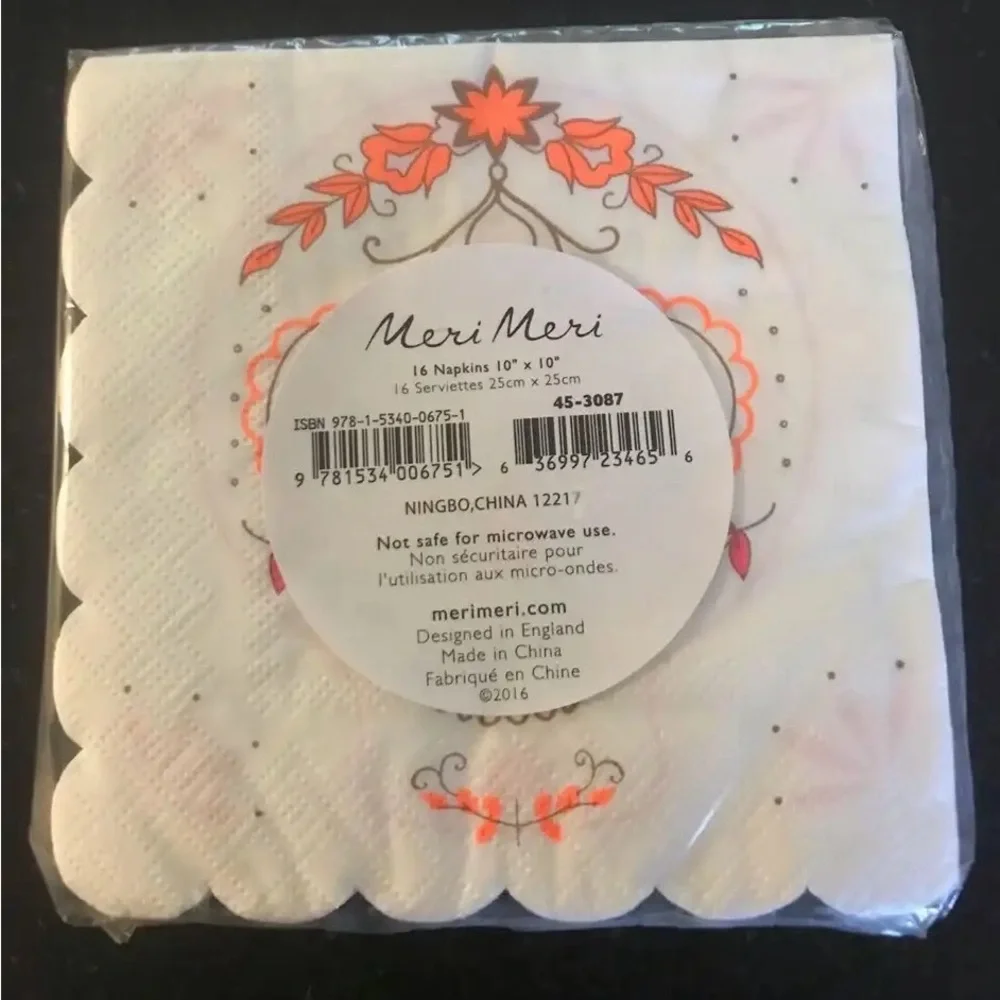 NEW Meri Meri Sugar Skulls Dia De Los Muertos Halloween Plates And Napkins